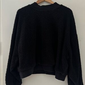 Fabletics Black Teddy Sherpa Pullover Jacket